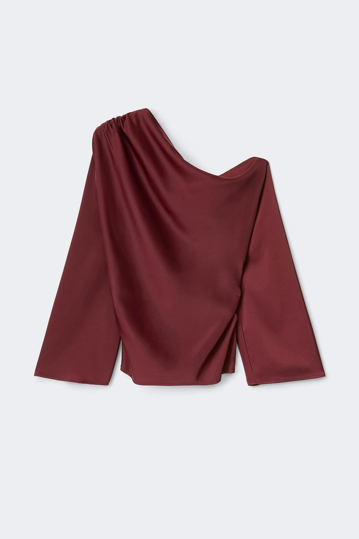 Draped satin blouse - Rust