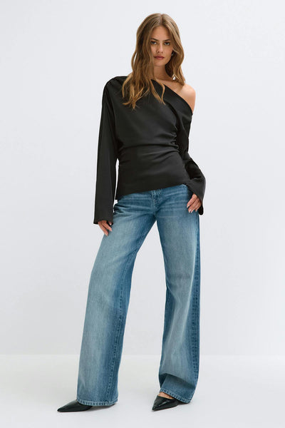 Draped satin blouse