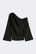 Draped satin blouse - Noir