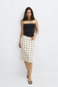 Satin midi skirt - Bleu marine