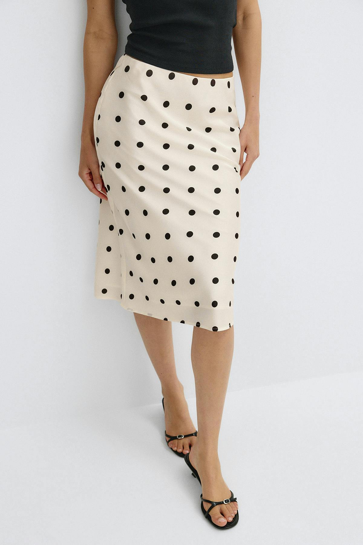 Satin midi skirt - Bleu marine
