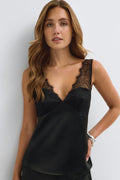 Lace satin top - Noir