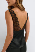 Lace satin top - Noir