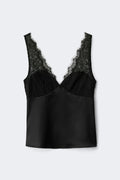 Lace satin top - Noir
