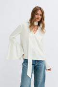 Wide sleeve scarf top - Creme