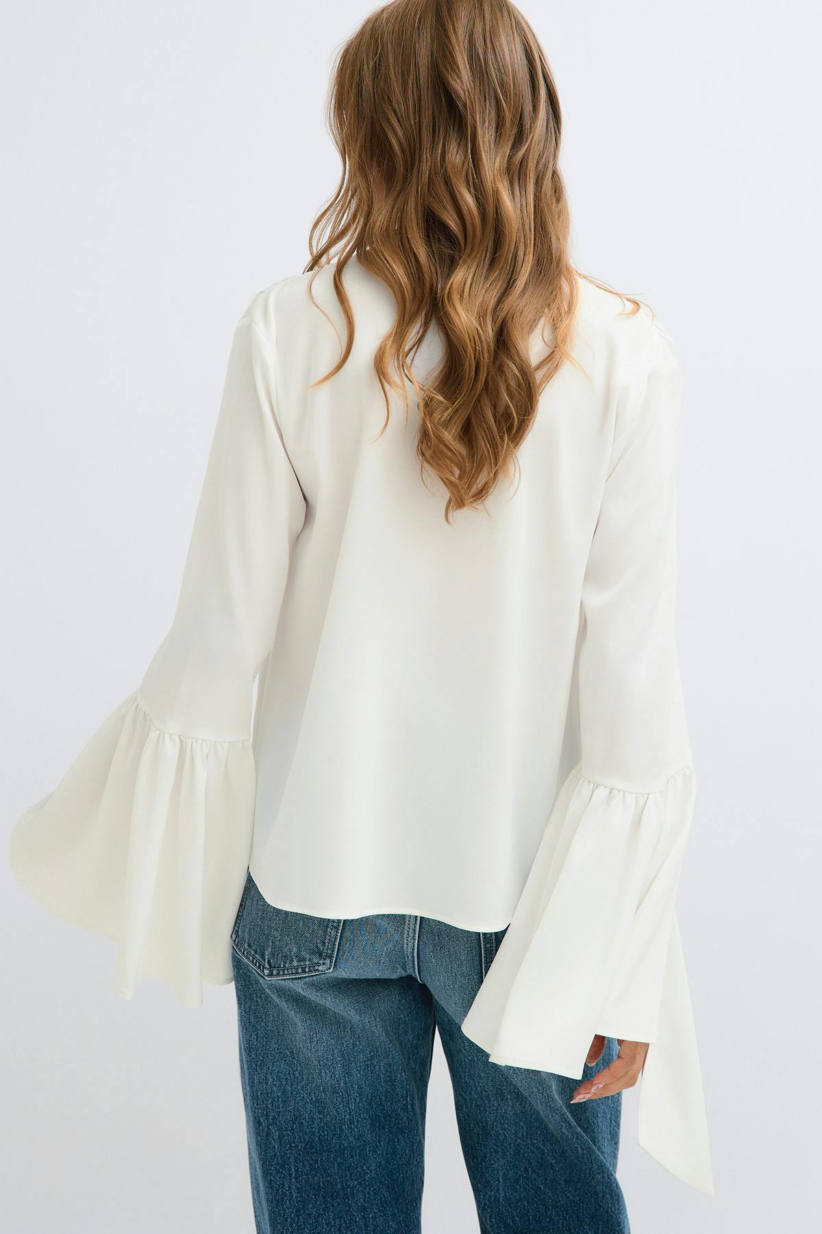 Wide sleeve scarf top - Creme