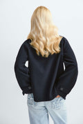 Y high neck felt jacket - Navy blazer