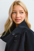 Y high neck felt jacket - Navy blazer