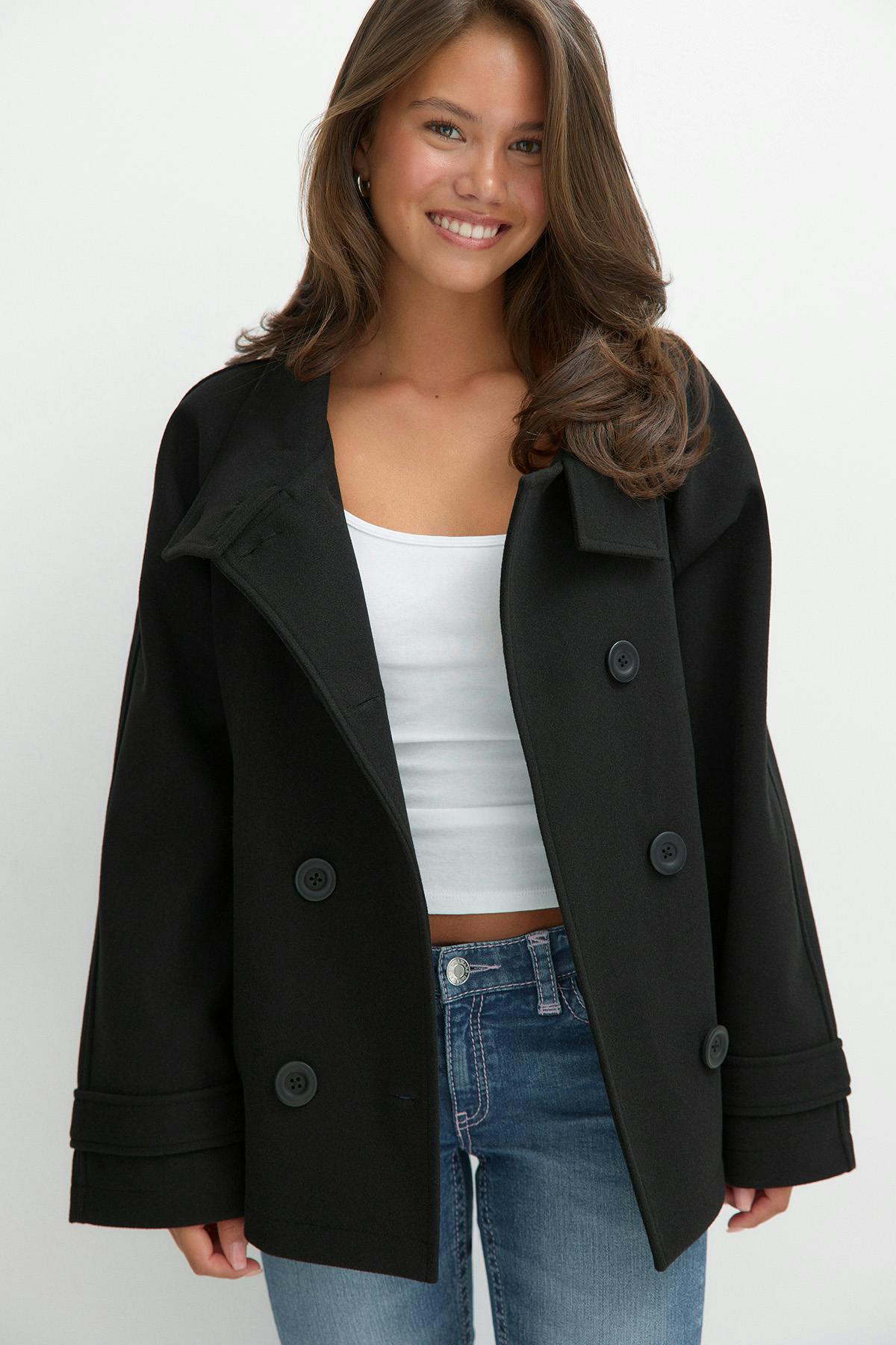 Y high neck felt jacket - Geometric art