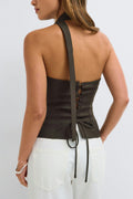 corset top - Check aop