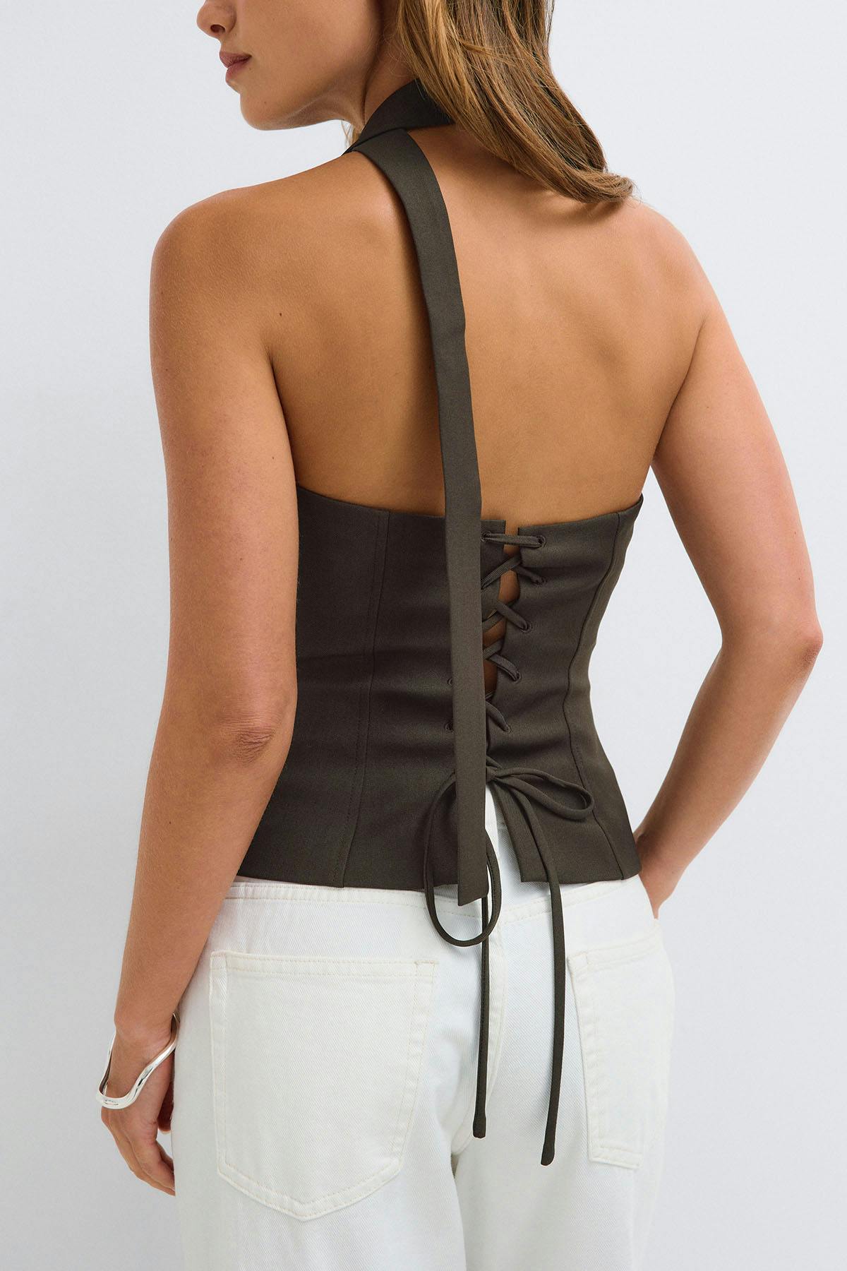 corset top - Check aop