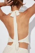 Sequin halterneck top - Creme