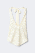 Sequin halterneck top - Creme