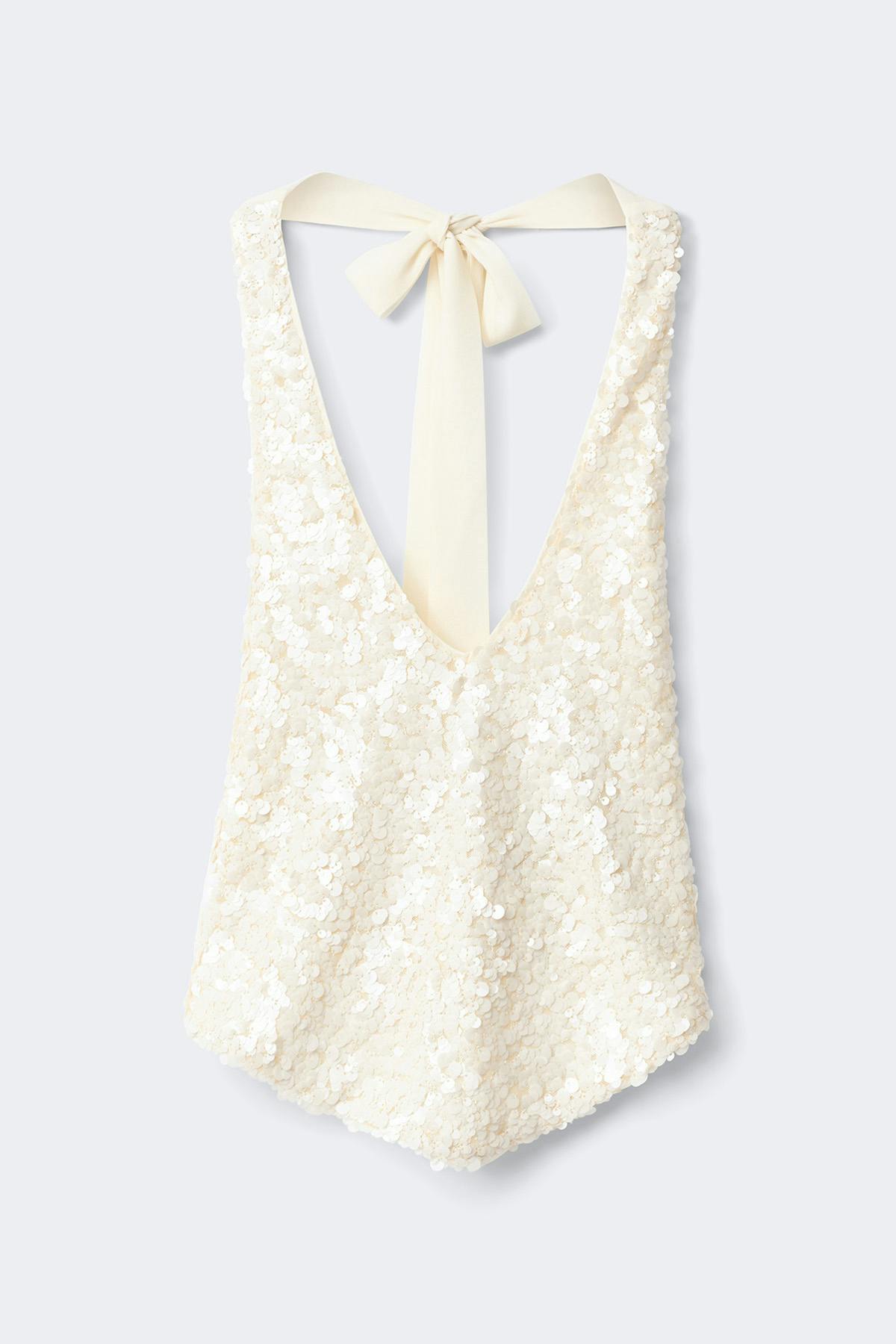 Sequin halterneck top - Creme