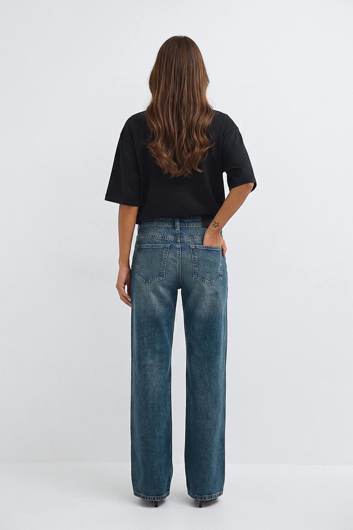Rebel low wide jeans - Bleu