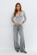 Rebel low wide jeans - Dk vintage blue