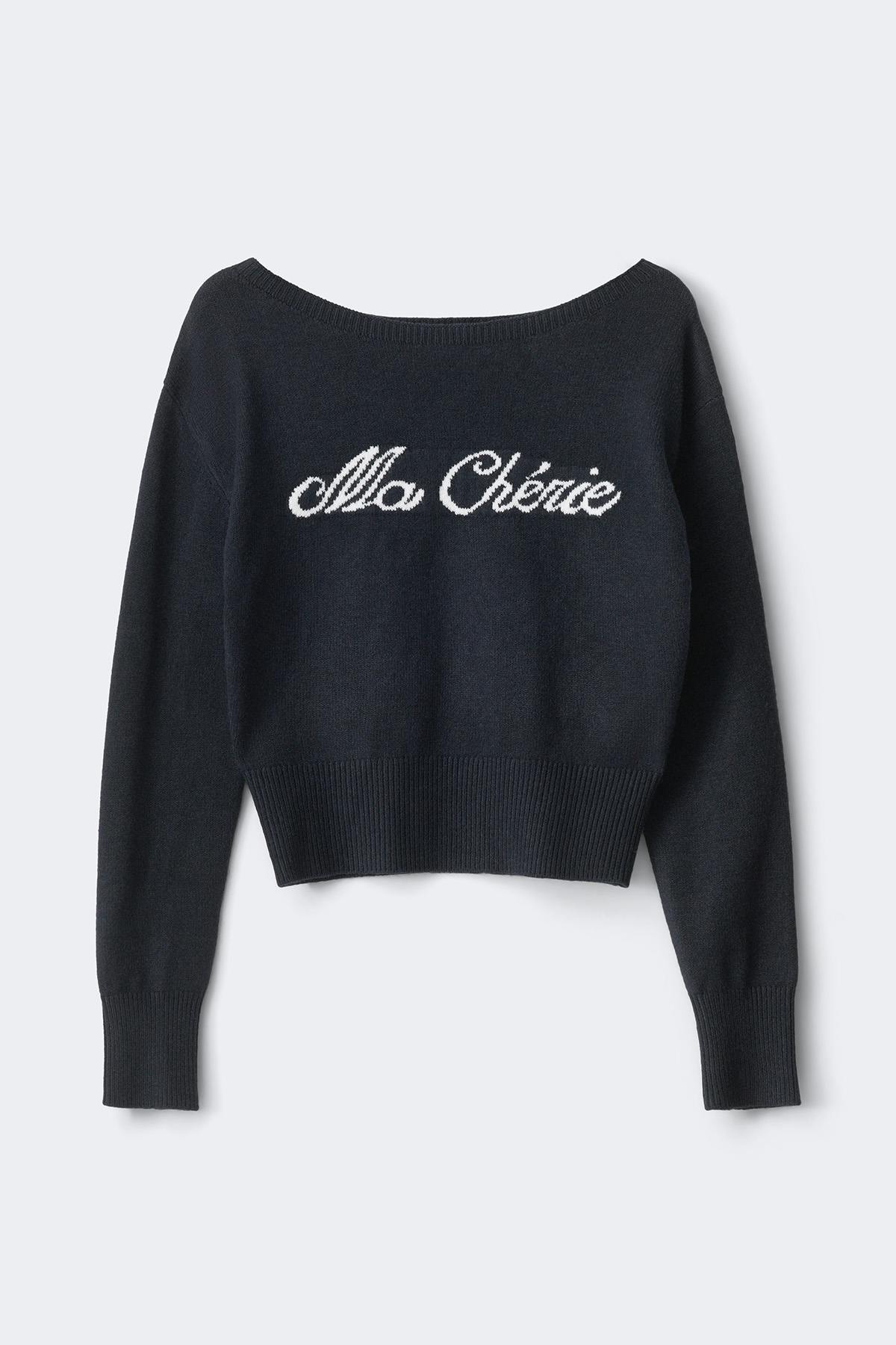 Y knitted graphic sweater - Bleu marine