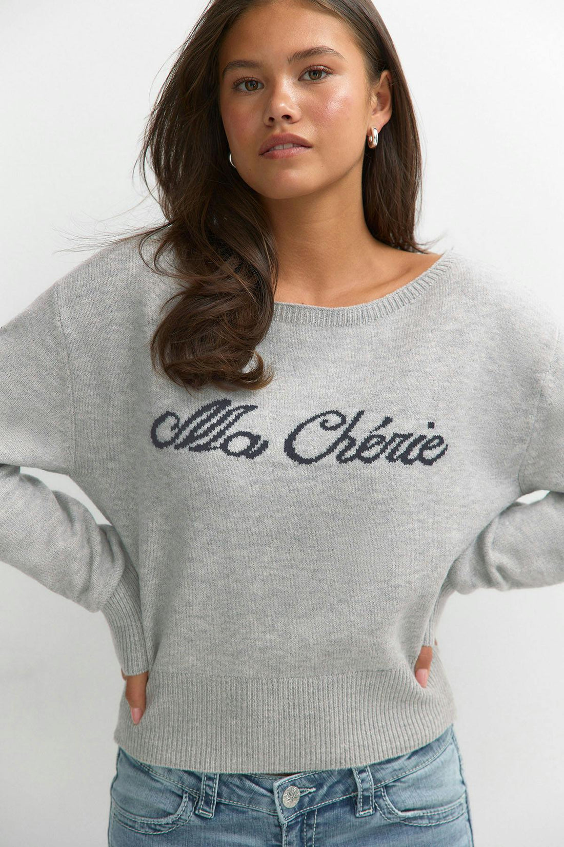 Y knitted graphic sweater - Grey melange