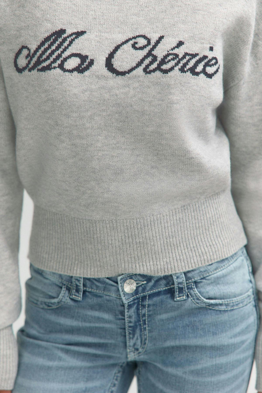 Y knitted graphic sweater - Grey melange