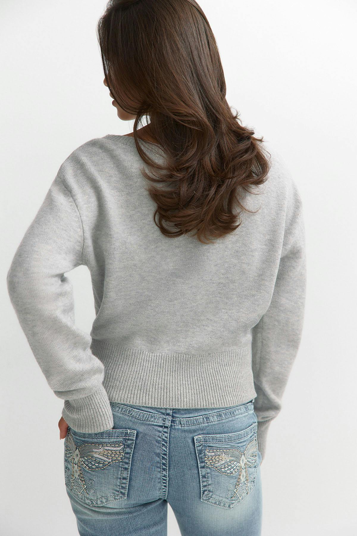Y knitted graphic sweater - Grey melange