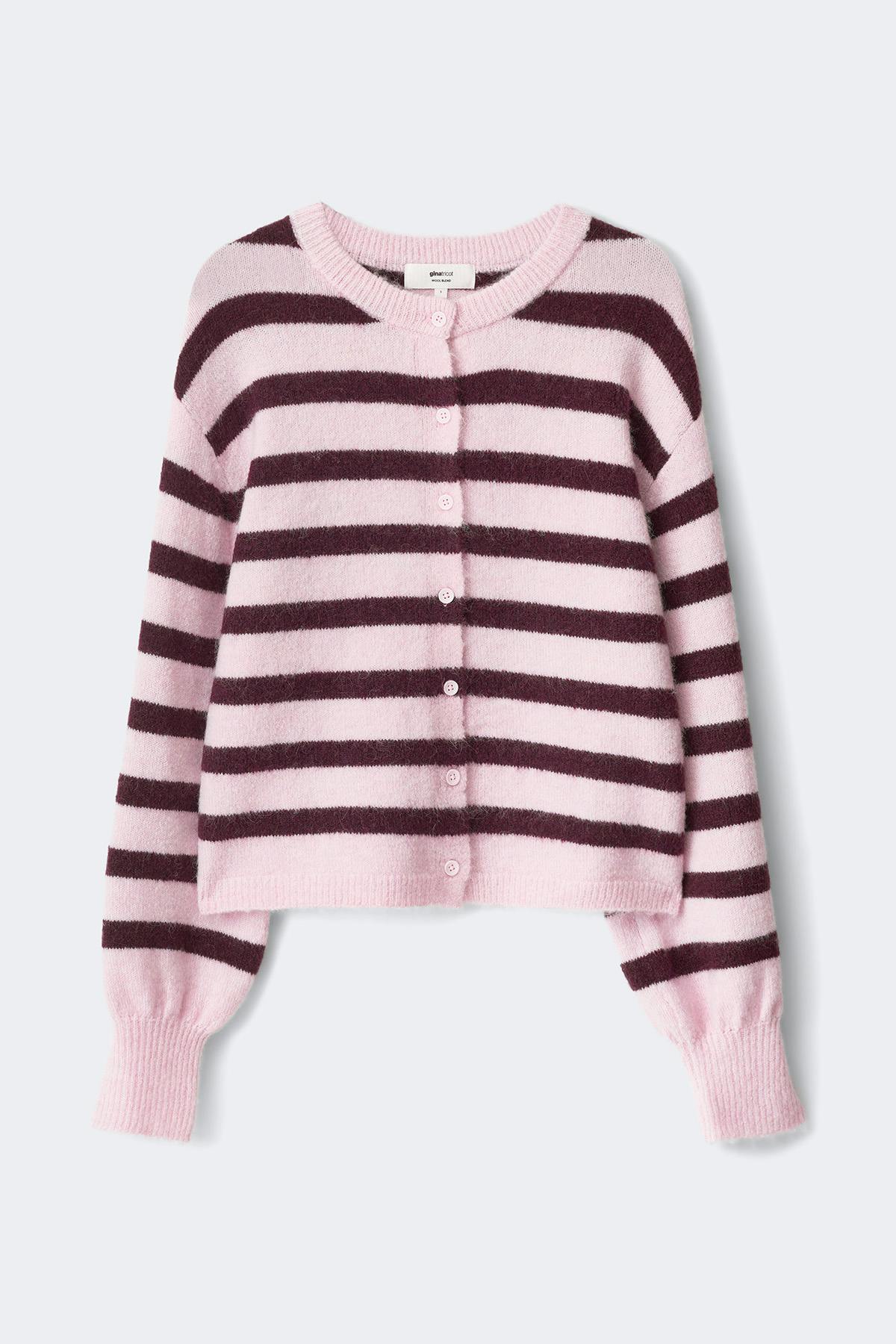 Knitted stripe cardigan - Pink stripe