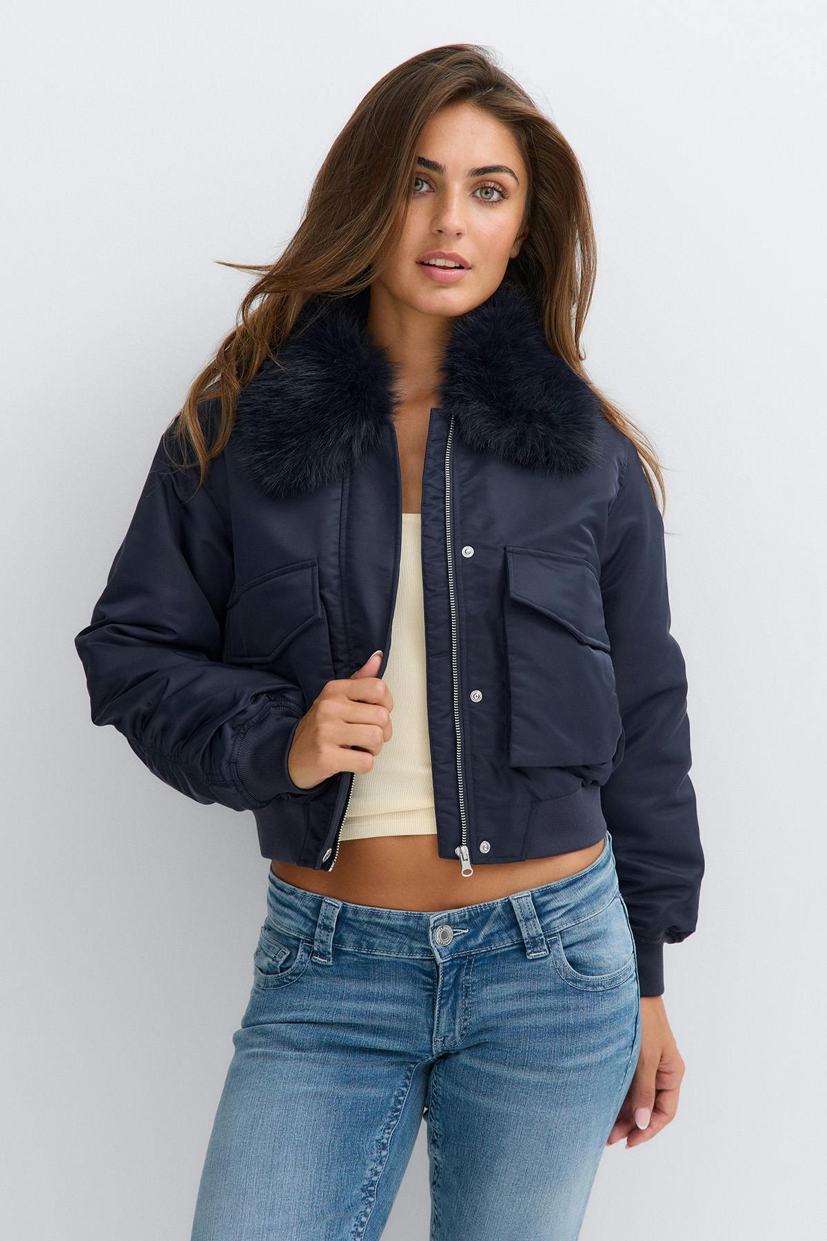 14+ fur bomber jacket - Vert