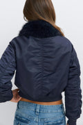 14+ fur bomber jacket - Navy blazer