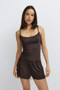 Soft strap piping singlet - Chinchilla