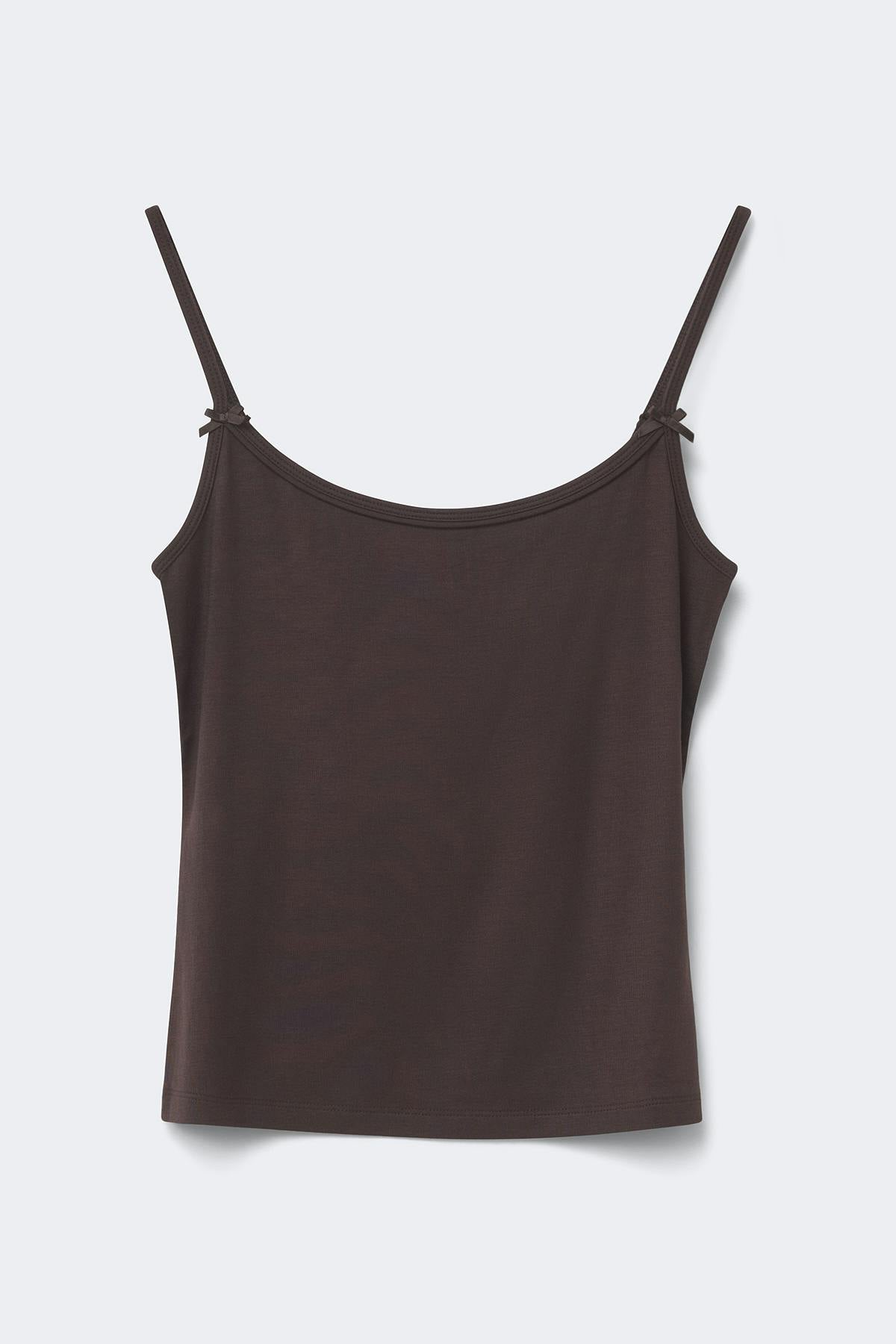 Soft strap piping singlet - Marron foncé