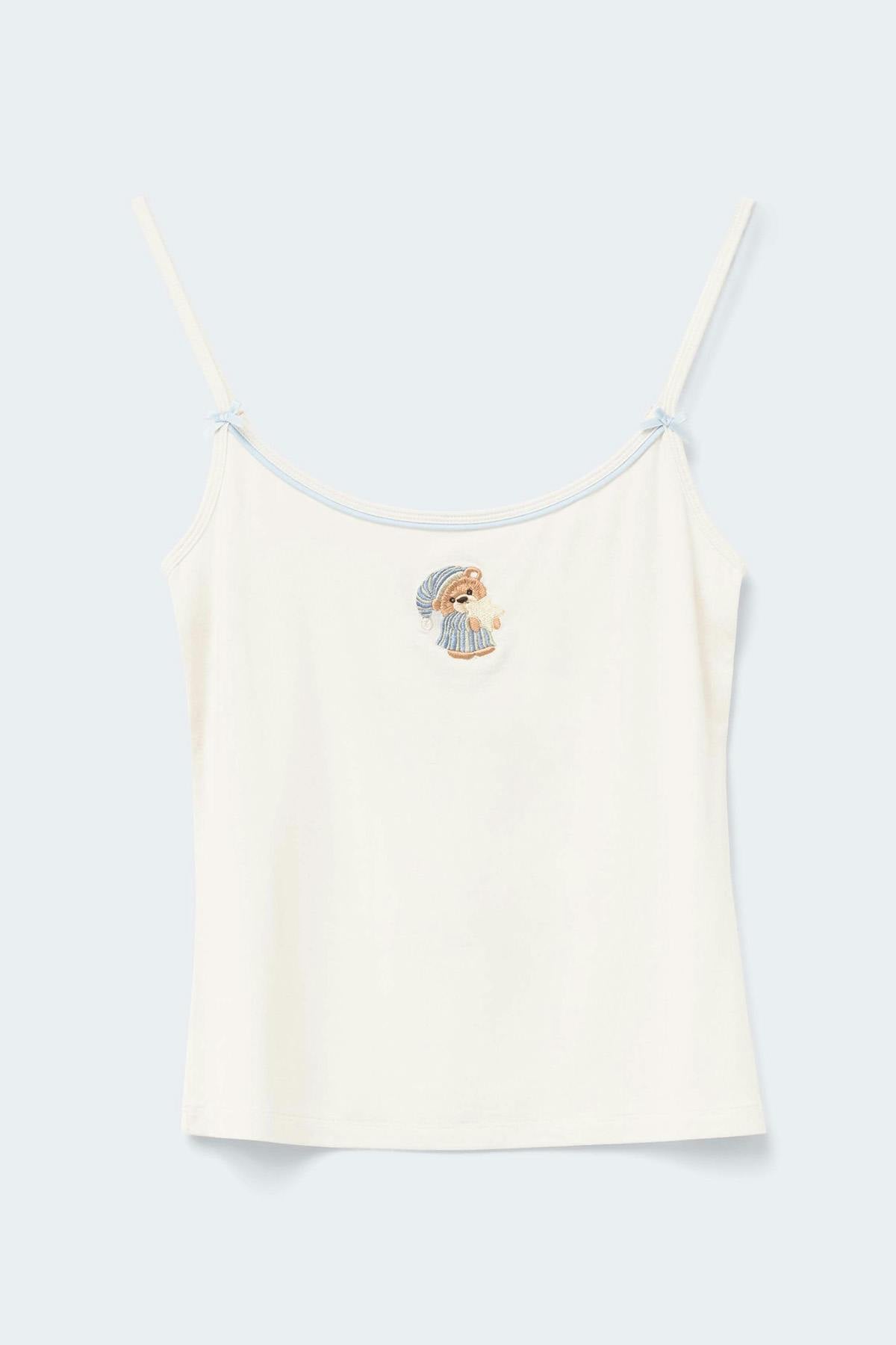 Soft strap piping singlet - Chinchilla