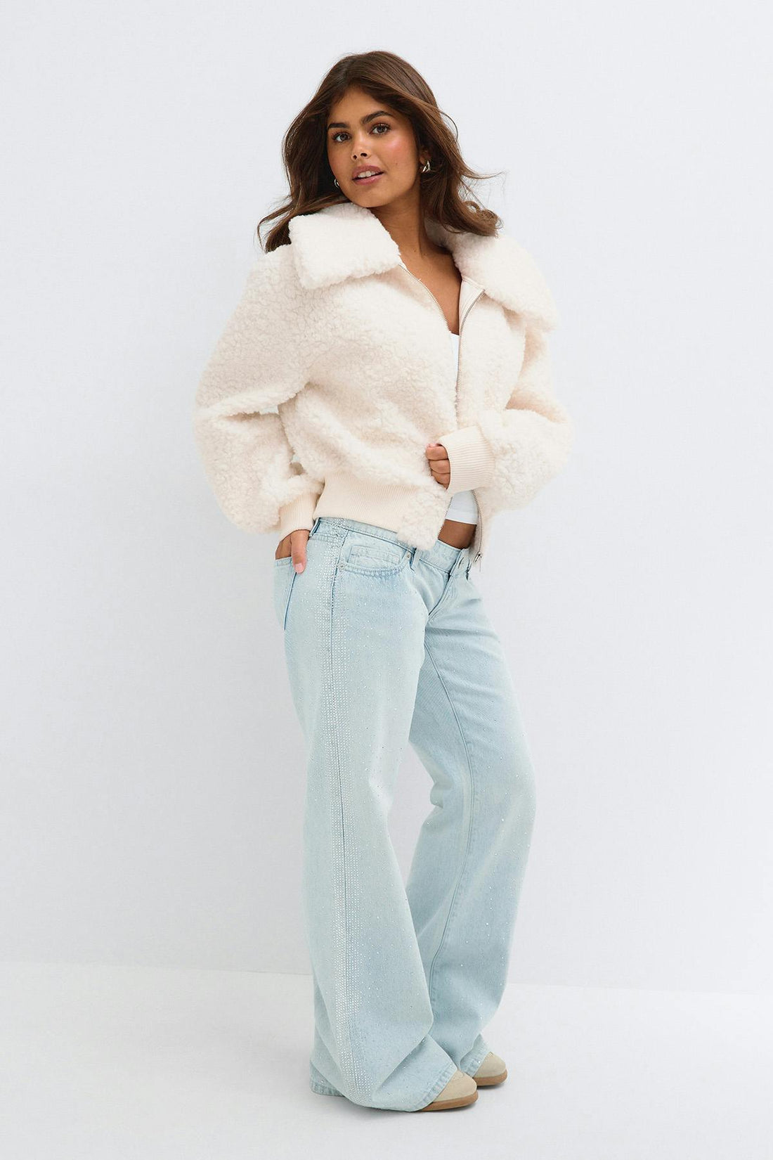 14+ pile jacket - Crème