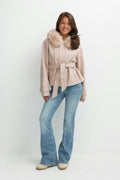 Y fur felt jacket - Beige mel