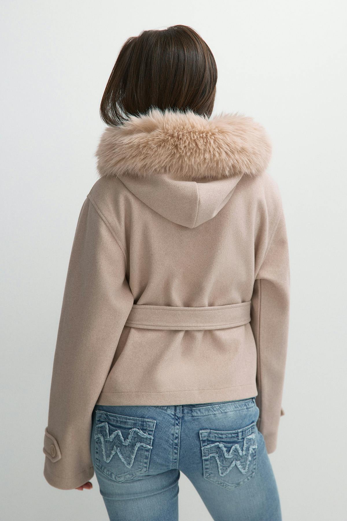 Y fur felt jacket - Beige mel
