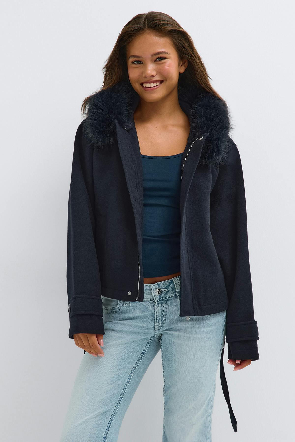 Y fur felt jacket - Beige