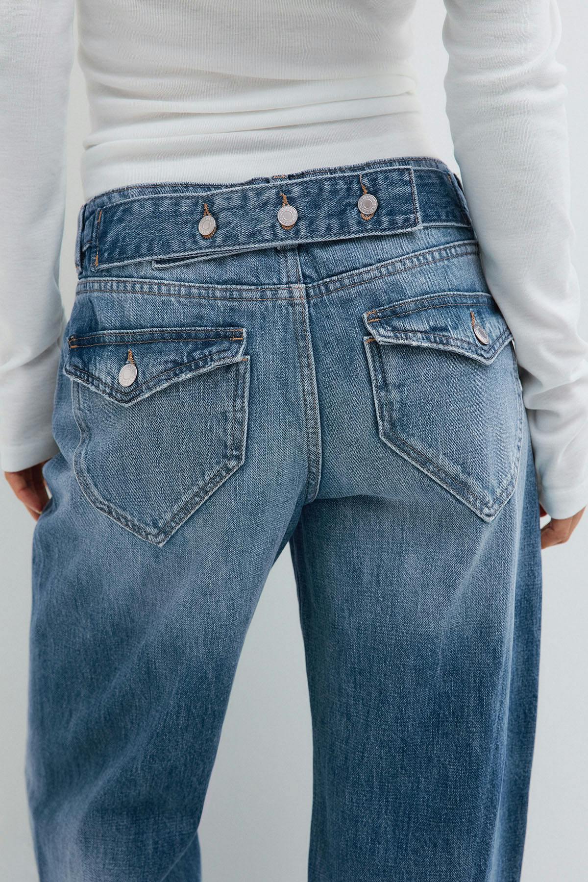 Button snap back jeans - Vintage blue