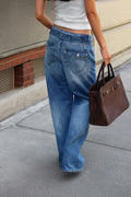 Button snap back jeans - Vintage blue
