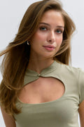 14+ keyhole top - Kaki