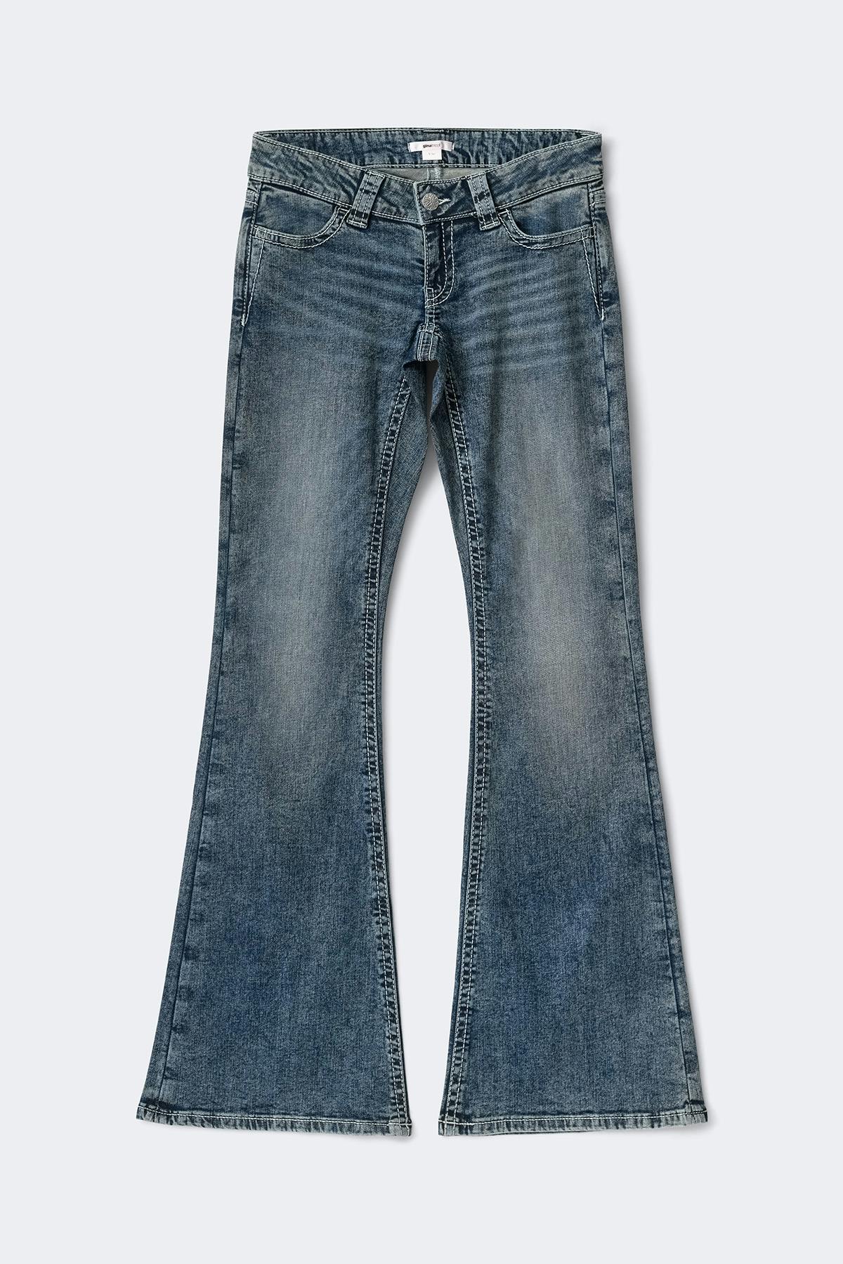 14+ sparkle flare jeans curve - Blue destroy