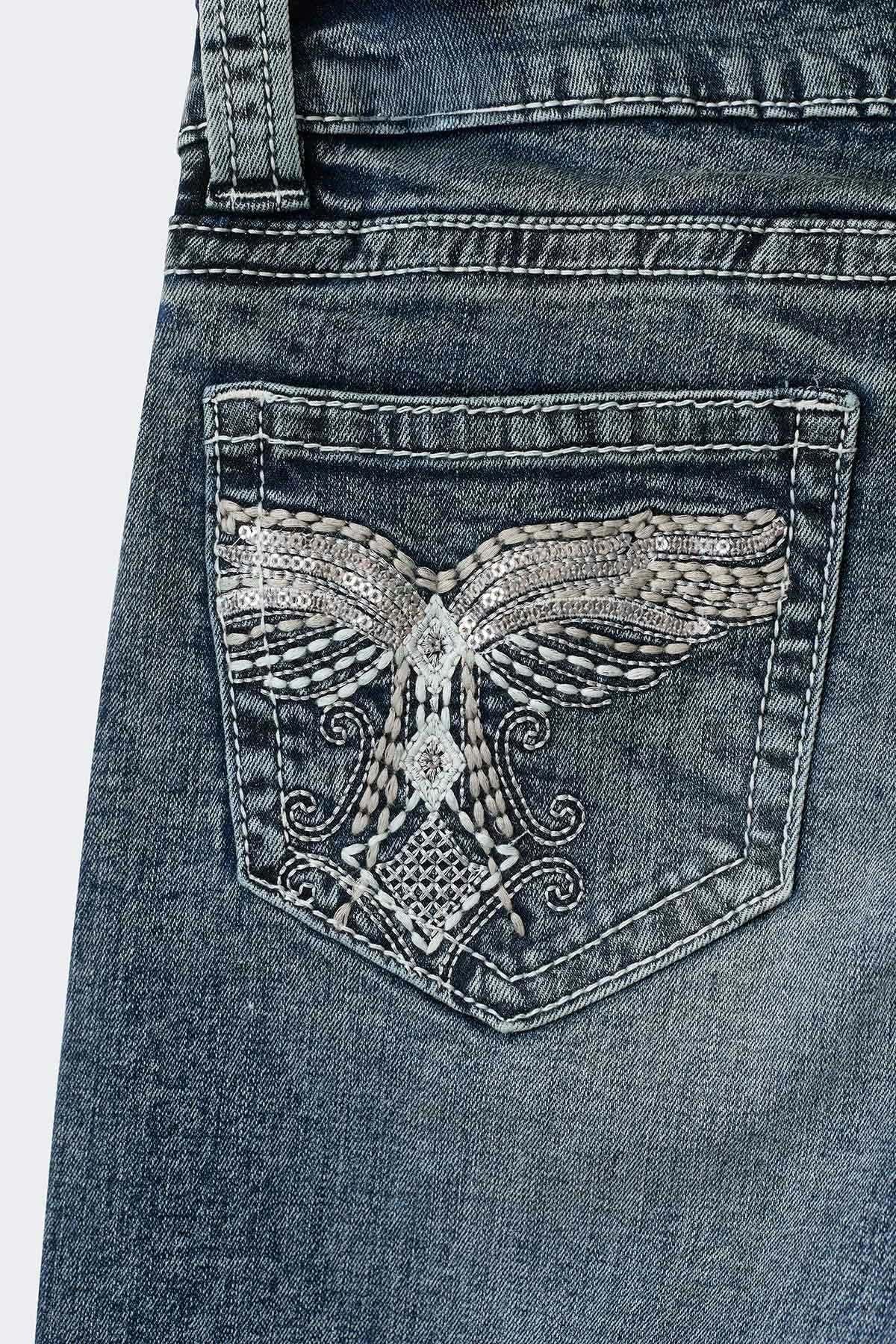 14+ sparkle flare jeans curve - Dk blue tint