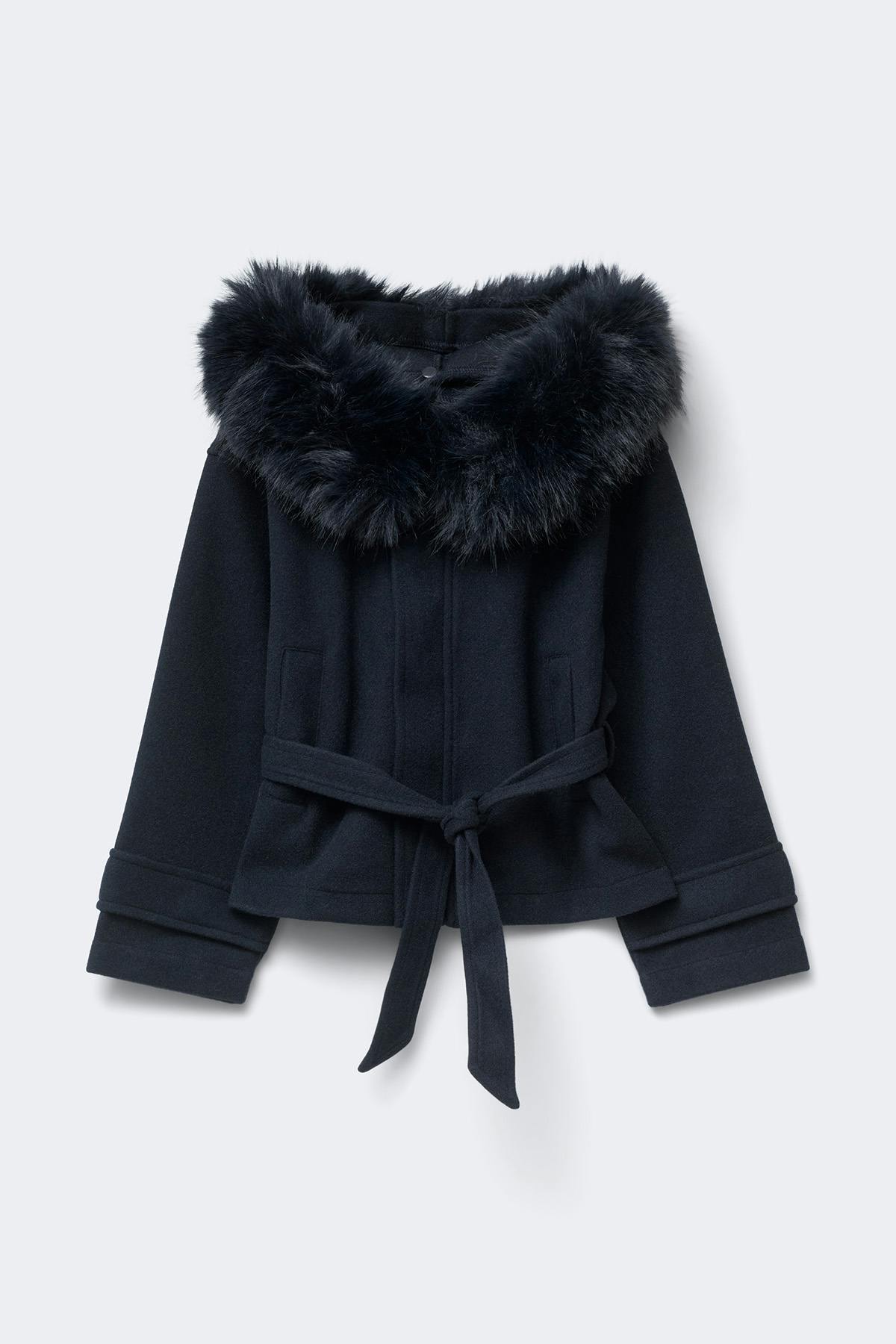 Y petite fur felt jacket - Beige mel