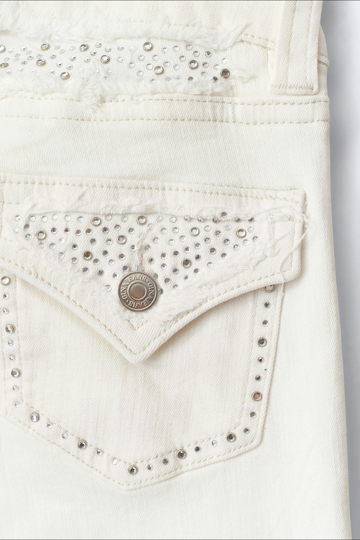14+ holy low flap jeans curve - Blanc