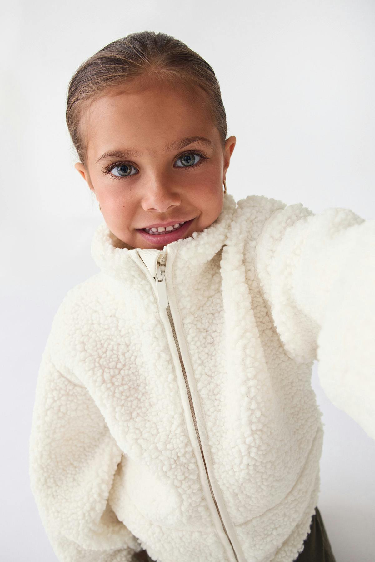 Y petite pile zip jacket - Crème