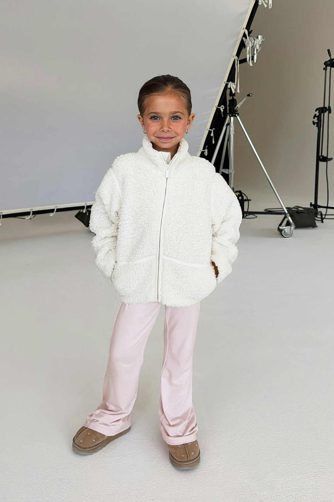 Y petite pile zip jacket - Crème
