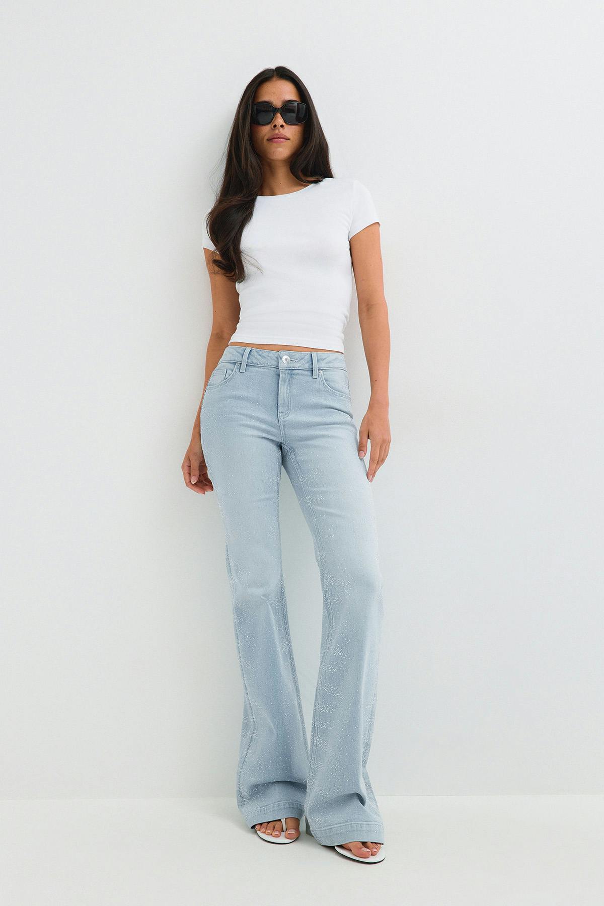 Shape up rhinestone jeans - Super lt blue