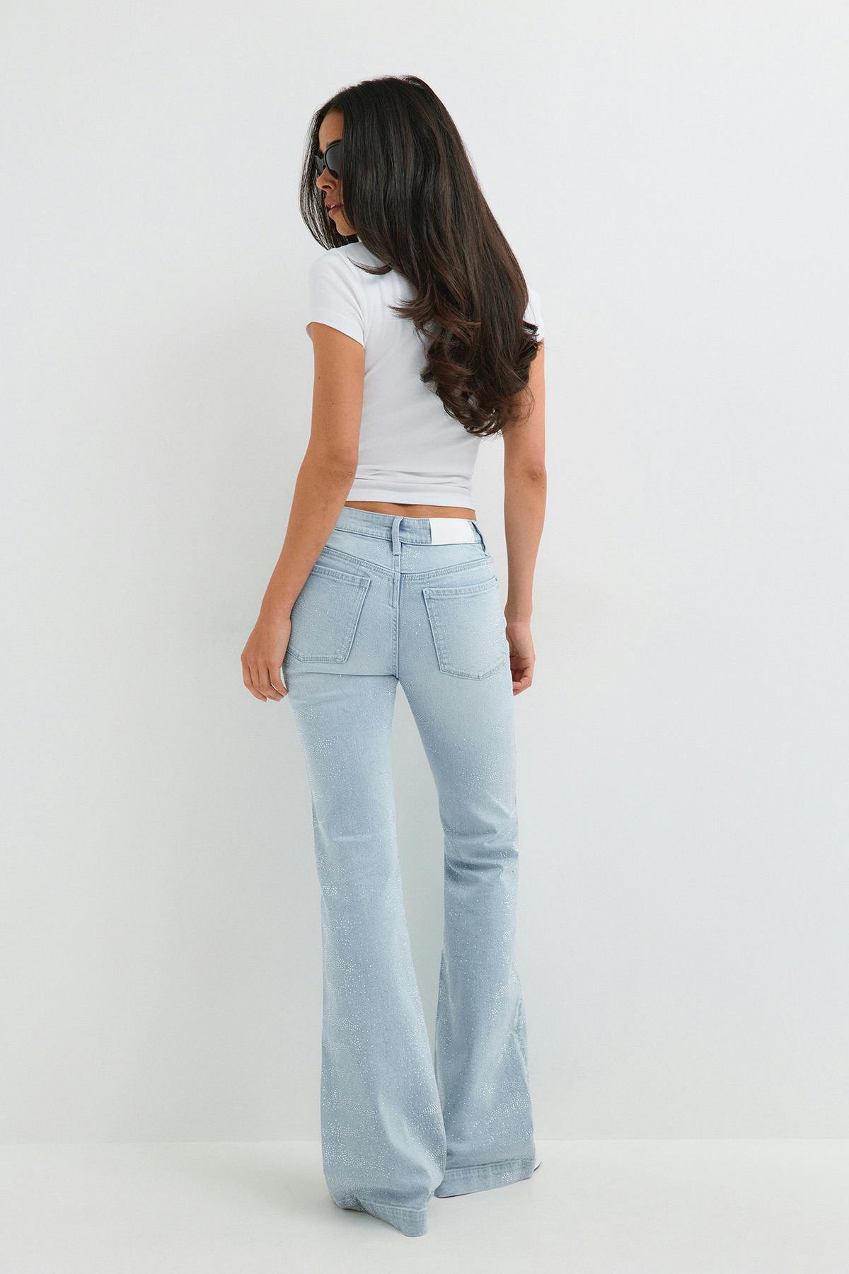 Shape up rhinestone jeans - Super lt blue