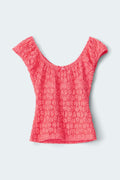 Y lace ruched top - Corail