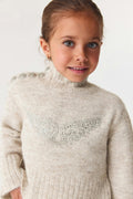 Y petite knitted polo sweater - Oat melange