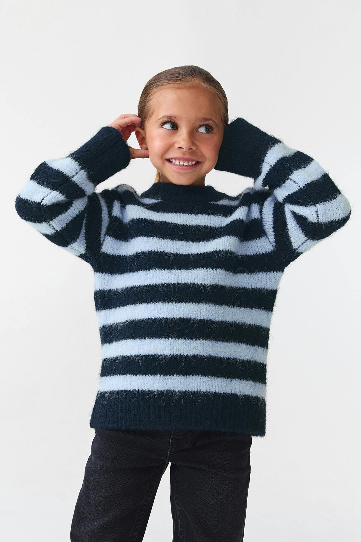 Y petite crew neck sweater - Blue stripe