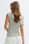 Tie detail stripe top - Yellow stripe