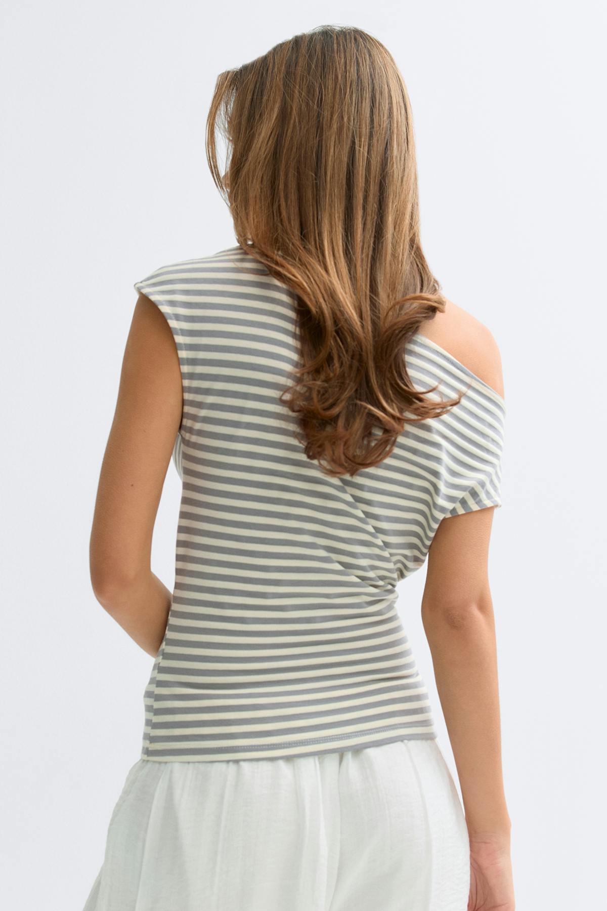 Tie detail stripe top - Yellow stripe